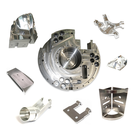 Auf dem Bild sind verschiedene präzise mechanische Metallteile zu sehen.